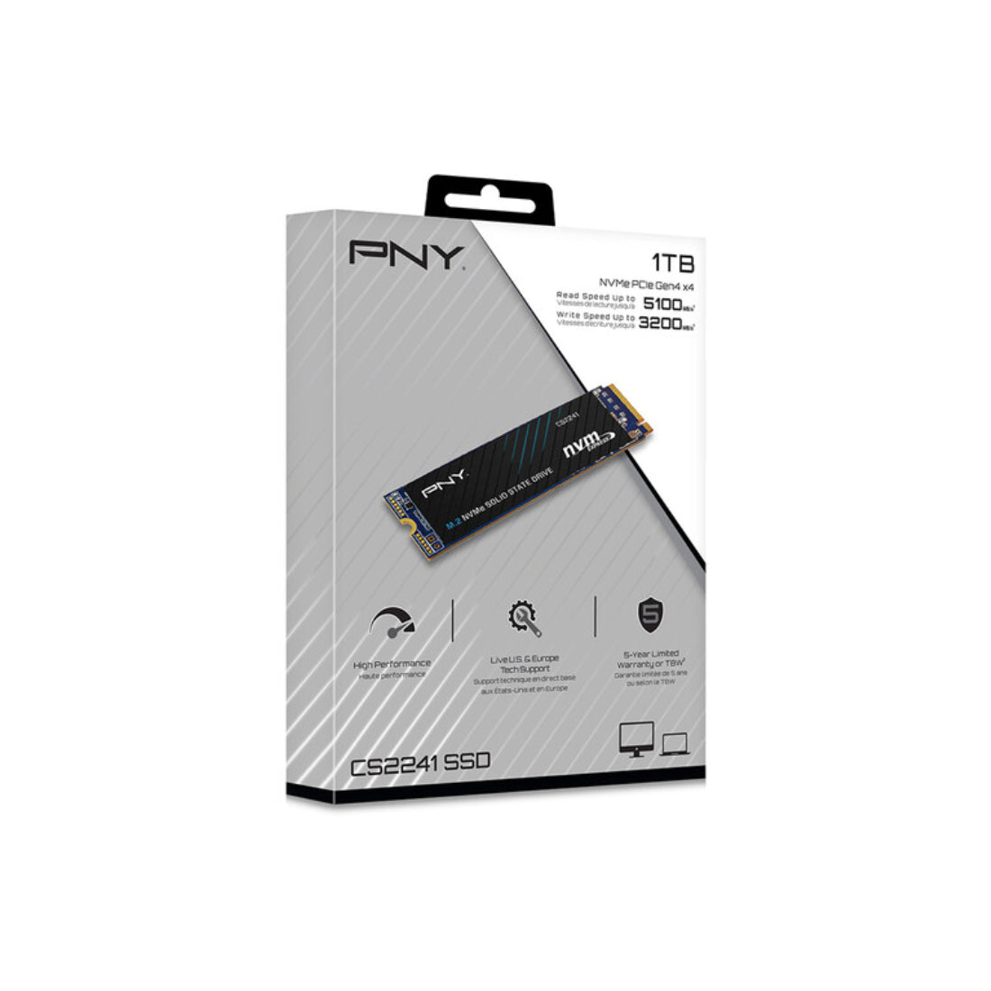 PNY CS2241 1TB M.2 2280 NVMe Gen 4×4 SSD - مساحة تخزين PNY CS2241 1TB M.2 2280 NVMe Gen 4×4 SSD - مساحة تخزين