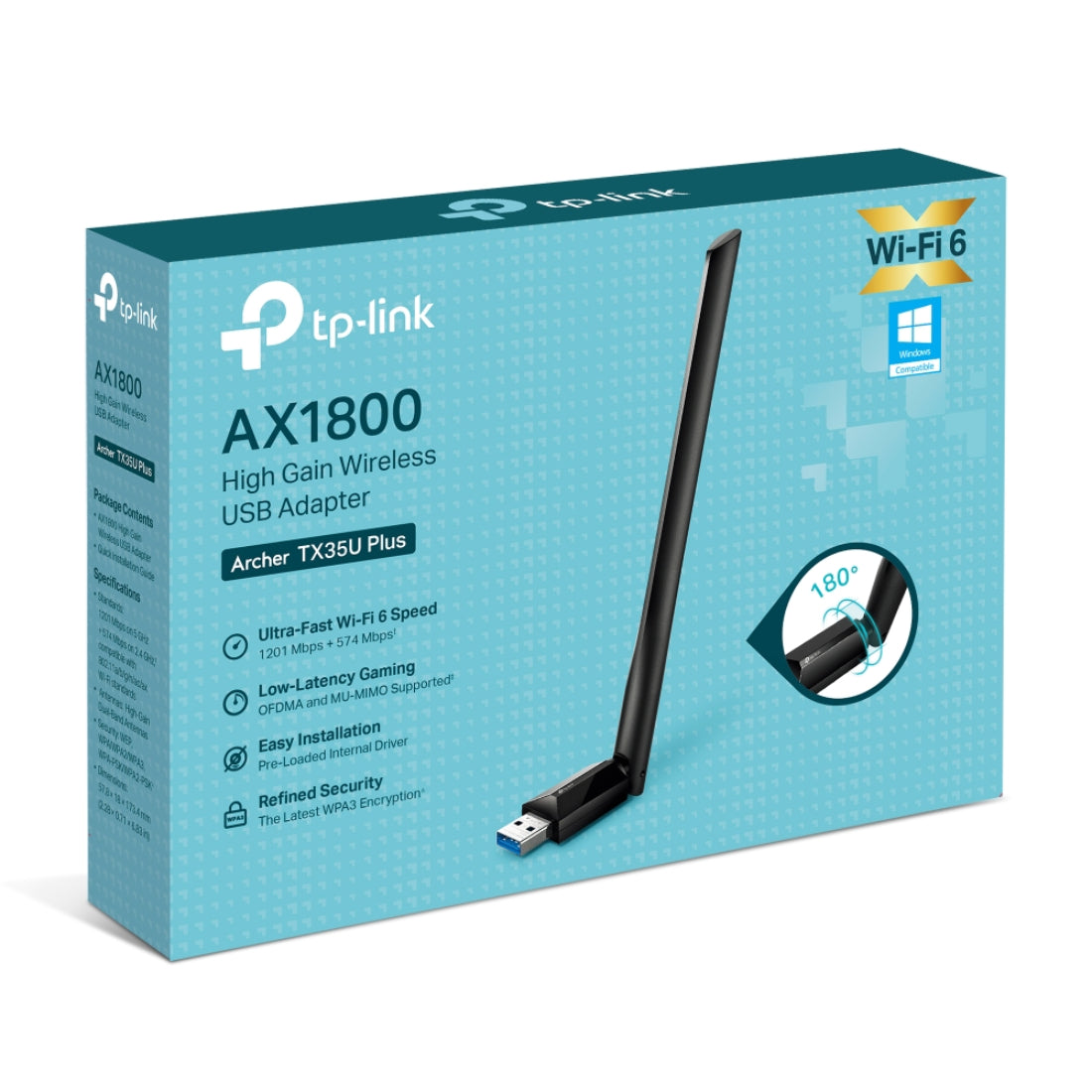 TP-Link Archer TX35U Plus AX1800 Dual-Band WiFi USB Adapter - محول TP-Link Archer TX35U Plus AX1800 Dual-Band WiFi USB Adapter - محول