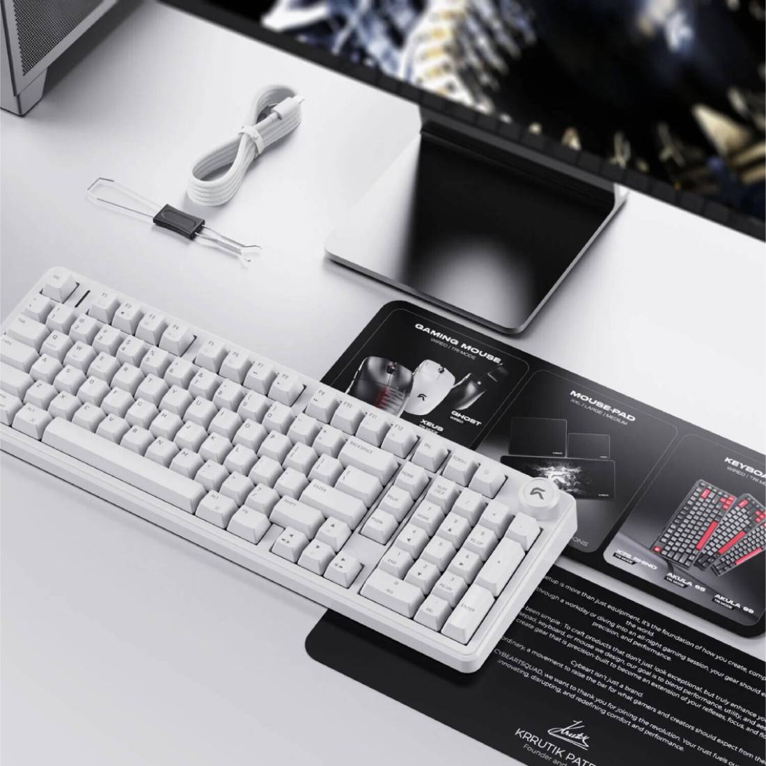Cybeart Akula 99 Compact Full Size Wireless RGB Gaming Keyboard-White- لوحة مفاتيح Cybeart Akula 99 Compact Full Size Wireless RGB Gaming Keyboard-White- لوحة مفاتيح