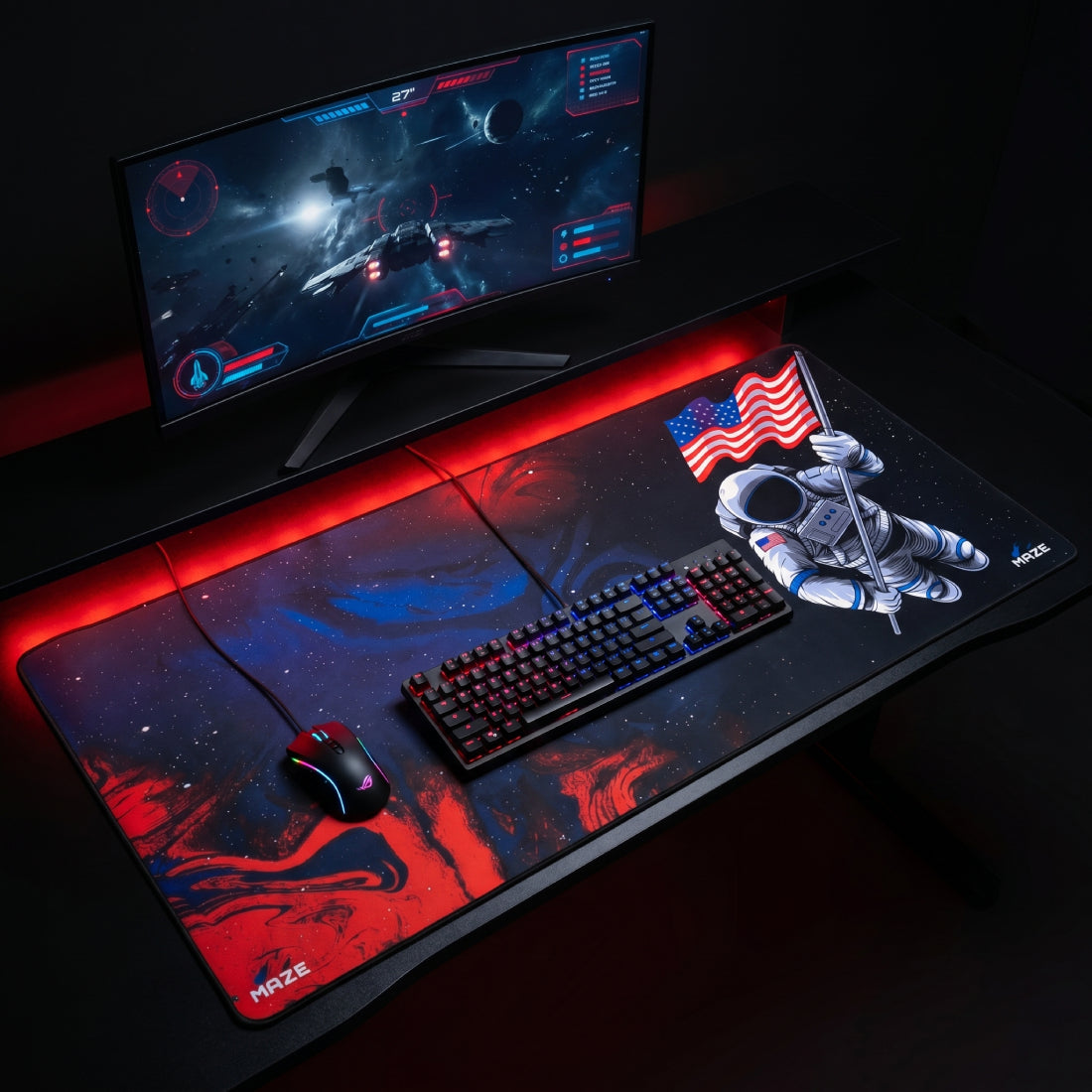 MAZE Astro USA 2XL Extended Mousepad - حصيرة الفأرة MAZE Astro USA 2XL Extended Mousepad - حصيرة الفأرة