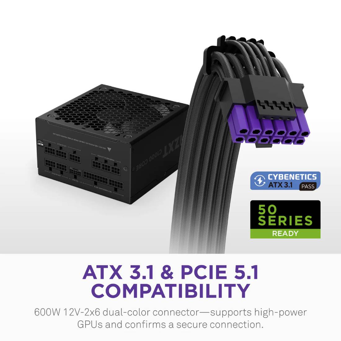 NZXT C850 Gold Core 1000W 80+ Gold Fully Modular ATX 3.1 PSU- Black - مزود الطاقة NZXT C850 Gold Core 1000W 80+ Gold Fully Modular ATX 3.1 PSU- Black - مزود الطاقة