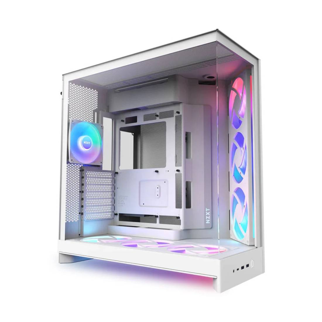 NZXT H9 Flow RGB+ (2025) Dual-Chamber ATX Mid Tower Case - White - صندوق