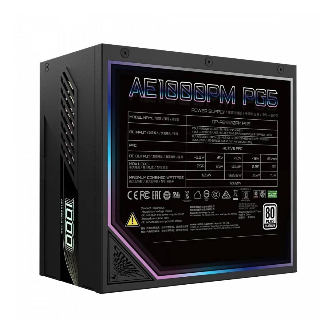 Gigabyte Aorus Elite P1000W 80+ Platinum Modular Power Supply-Black- مزود الطاقة Gigabyte Aorus Elite P1000W 80+ Platinum Modular Power Supply-Black- مزود الطاقة