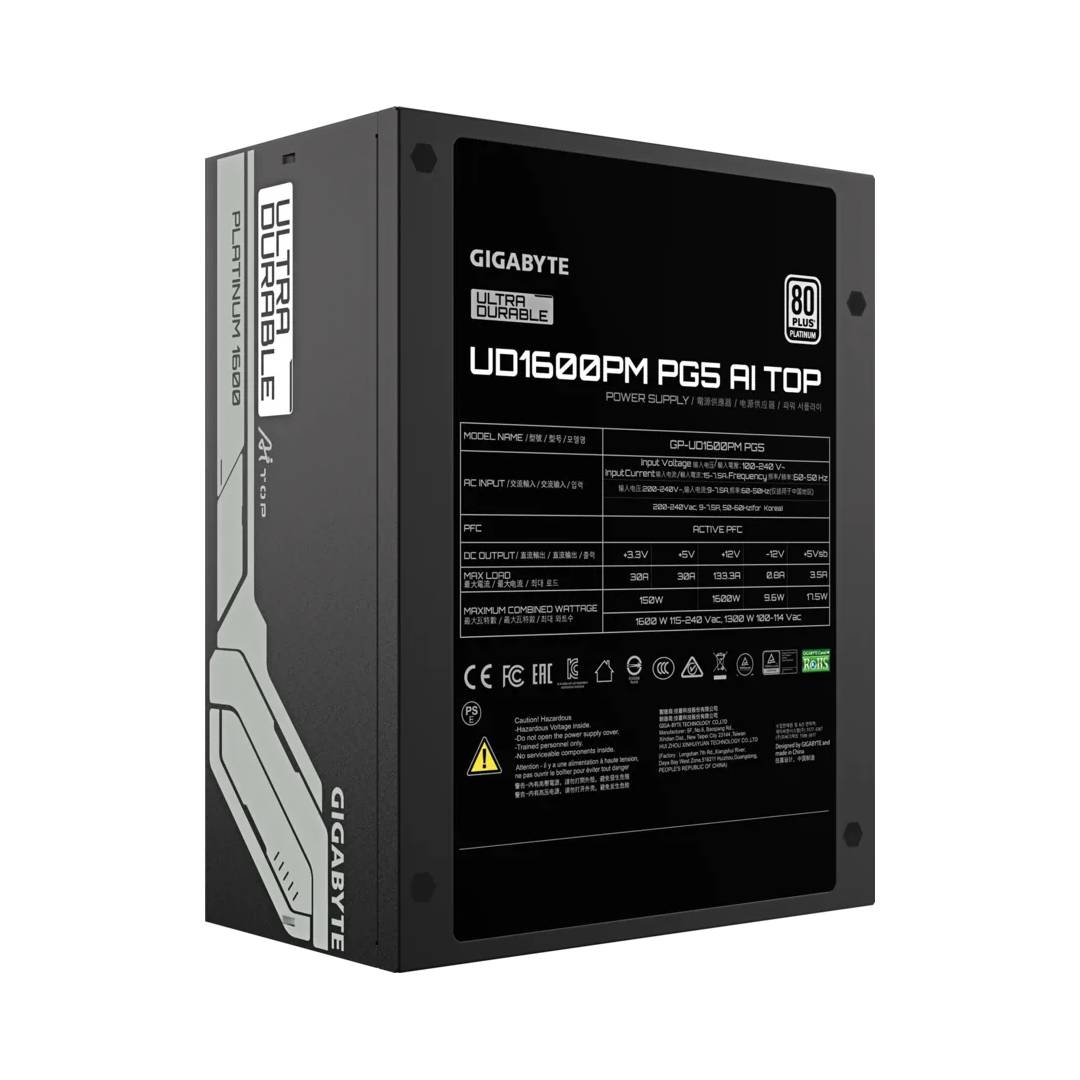Gigabyte UD1600PM PG5 AI TOP Fully Modular Power Supply-Black- مزود الطاقة Gigabyte UD1600PM PG5 AI TOP Fully Modular Power Supply-Black- مزود الطاقة