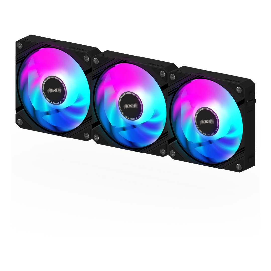 Gigabyte Aorus EZ Chain Fan 120 3Pack ARGB Fan -Black- مروحة تبريد Gigabyte Aorus EZ Chain Fan 120 3Pack ARGB Fan -Black- مروحة تبريد