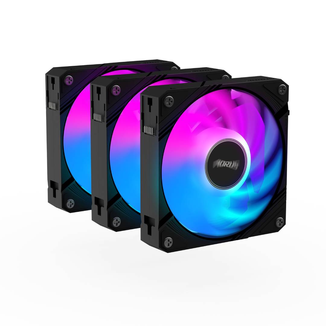 Gigabyte Aorus EZ Chain Fan 120 3Pack ARGB Fan -Black- مروحة تبريد Gigabyte Aorus EZ Chain Fan 120 3Pack ARGB Fan -Black- مروحة تبريد