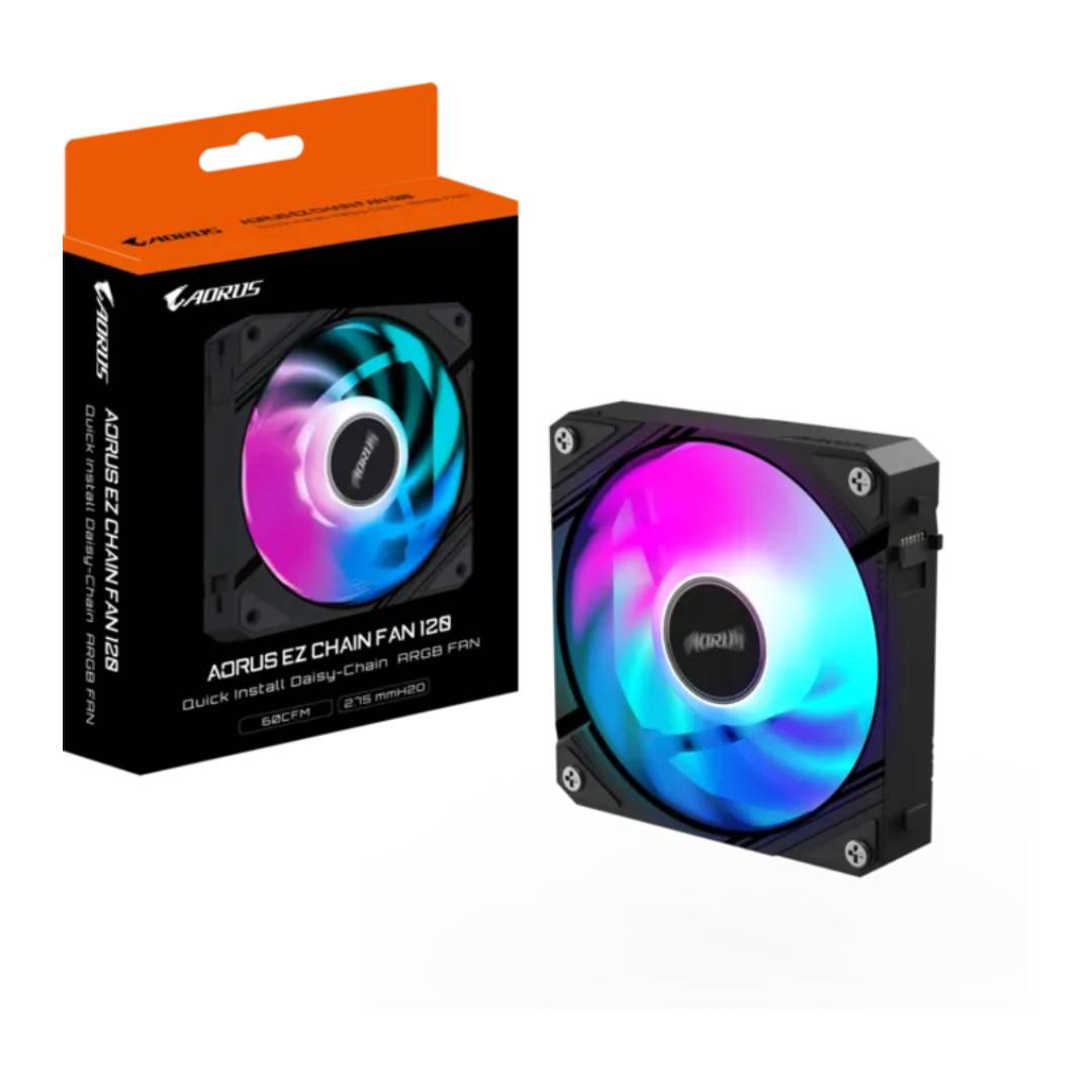 Gigabyte Aorus EZ Chain Fan 120 ARGB Fan -Black - مروحة تبريد Gigabyte Aorus EZ Chain Fan 120 ARGB Fan -Black - مروحة تبريد