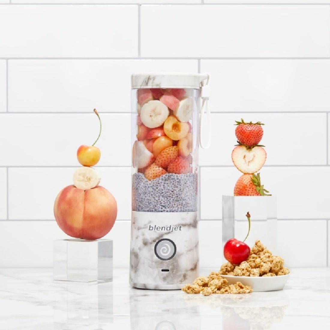 Blendjet 2 Portable Blender - White Marble - خlaط Blendjet 2 Portable Blender - White Marble - خlaط