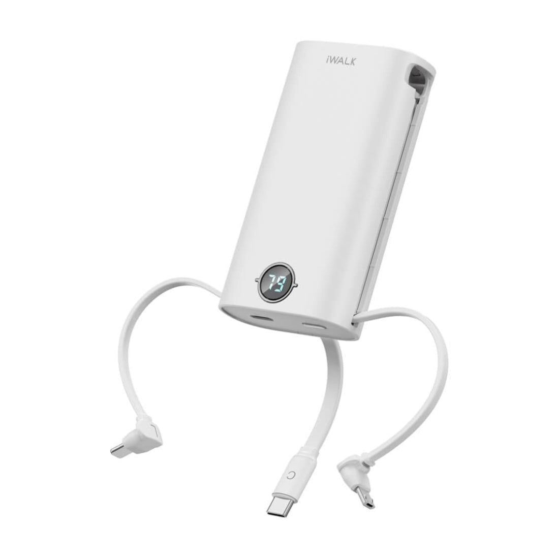 iWalk PowerSquid 9000mAh USB C Power Bank with Built-in 3 Cables and LED Display - White - مزود طاقة iWalk PowerSquid 9000mAh USB C Power Bank with Built-in 3 Cables and LED Display - White - مزود طاقة