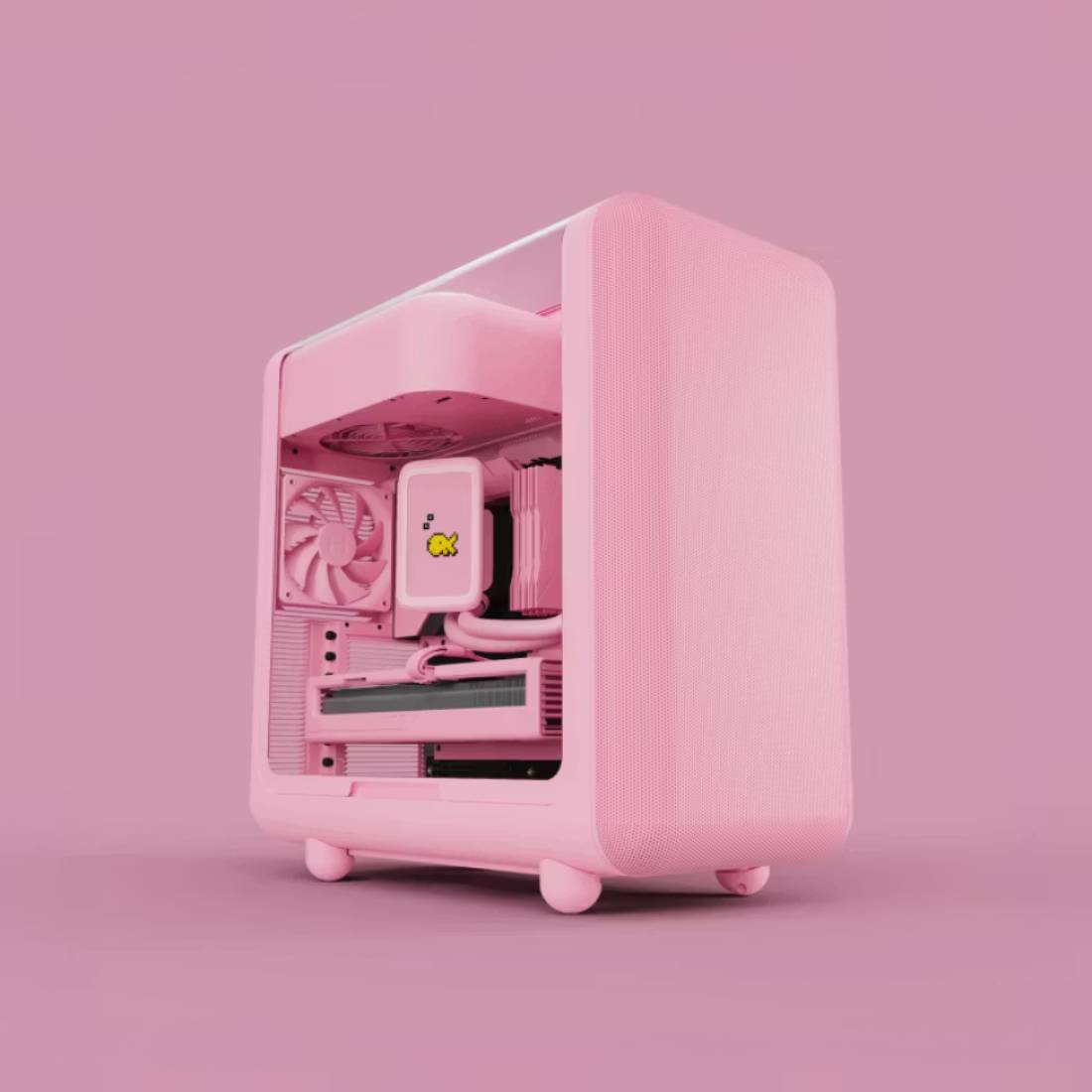 Hyte X50 TG Side ATX Mid-Tower -Strawberry Milk- صندوق Hyte X50 TG Side ATX Mid-Tower -Strawberry Milk- صندوق