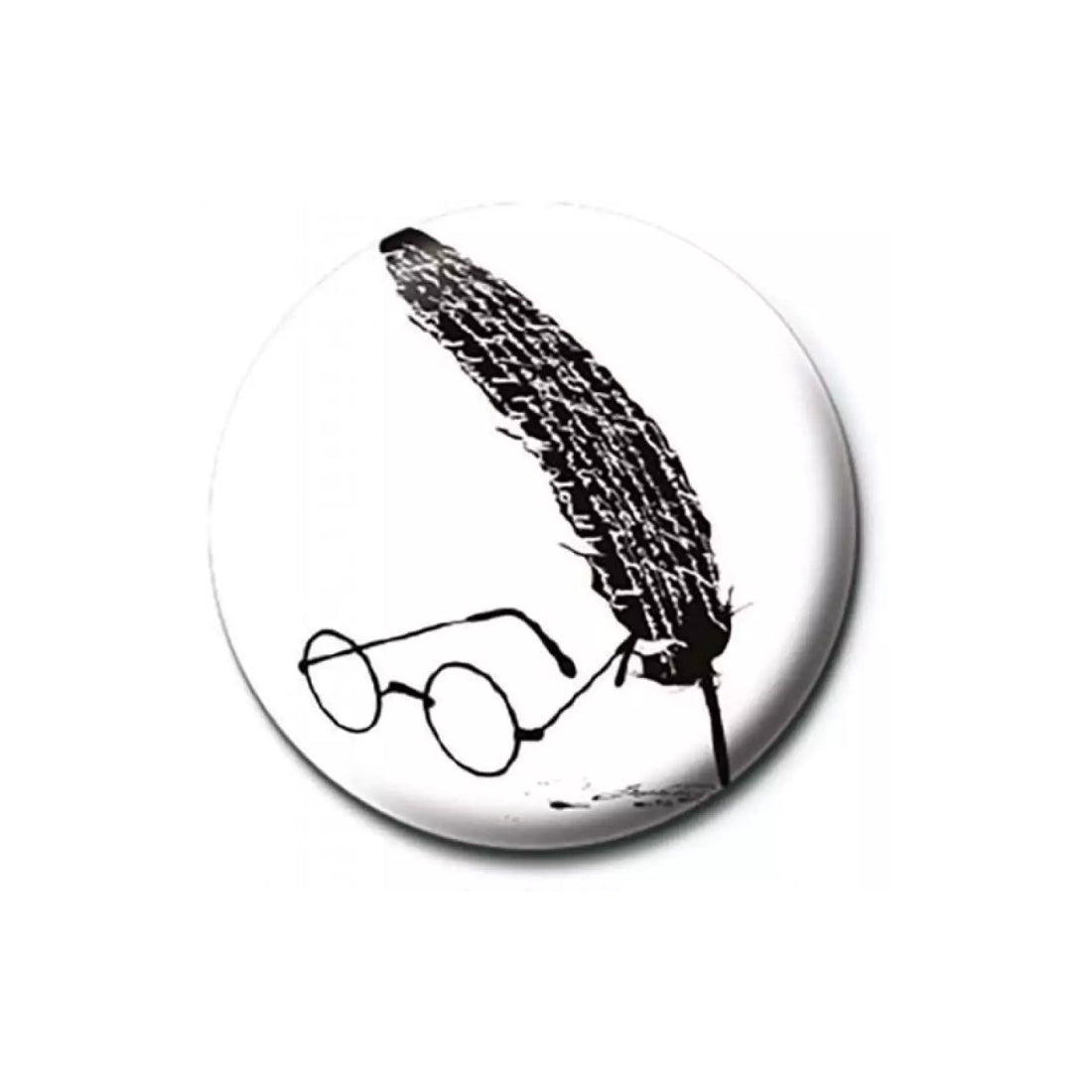 Harry Potter - Glasses & Feather Button Badge - أكسسوار - Store 974 | ستور ٩٧٤