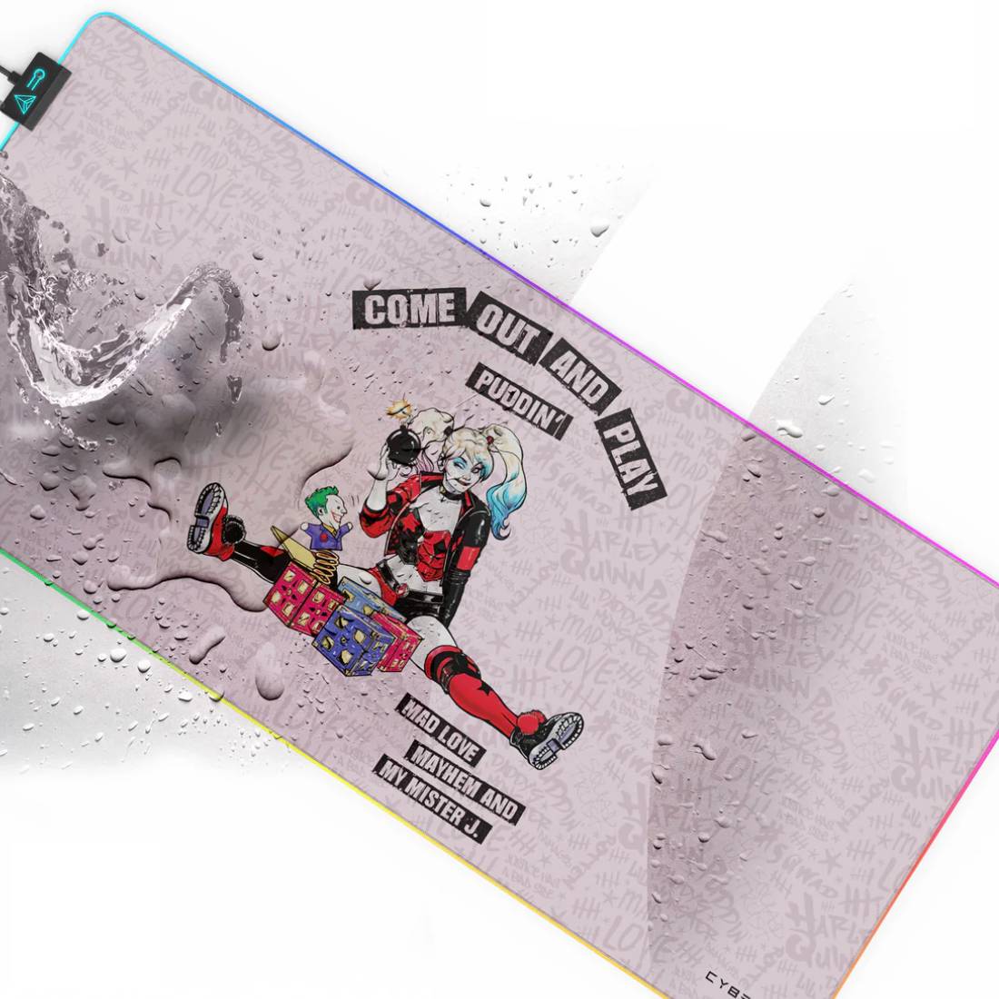 Cybeart Licensed Harley Quinn RGB Aurora XXL Gaming MousePad - Harley Quinn Edition - حصيرة فأرة - Store 974 | ستور ٩٧٤