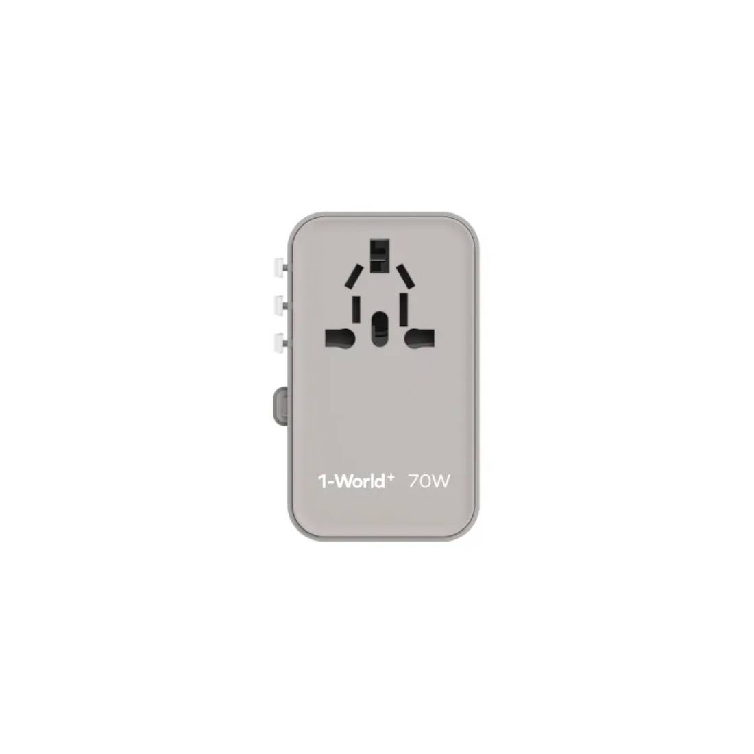 Momax 1-World 70W GAN 3 منفذ مع محول سفر AC USB-C كابل AC-رمادي-MحOLL Momax 1-World 70W GAN 3 منفذ مع محول سفر AC USB-C كابل AC-رمادي-MحOLL