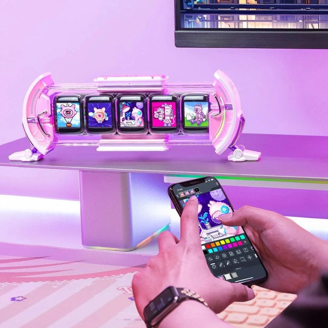 Divoom Times Gate Smart Digital LED Screen - Pink - شاشة رقمية - Store 974 | ستور ٩٧٤