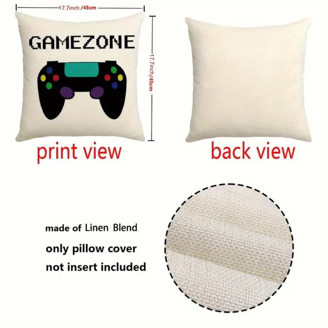 Gamer Game Controller Throw Pillow Cover (45x1x46cm) - Gamezone - غلاف وسادة - Store 974 | ستور ٩٧٤