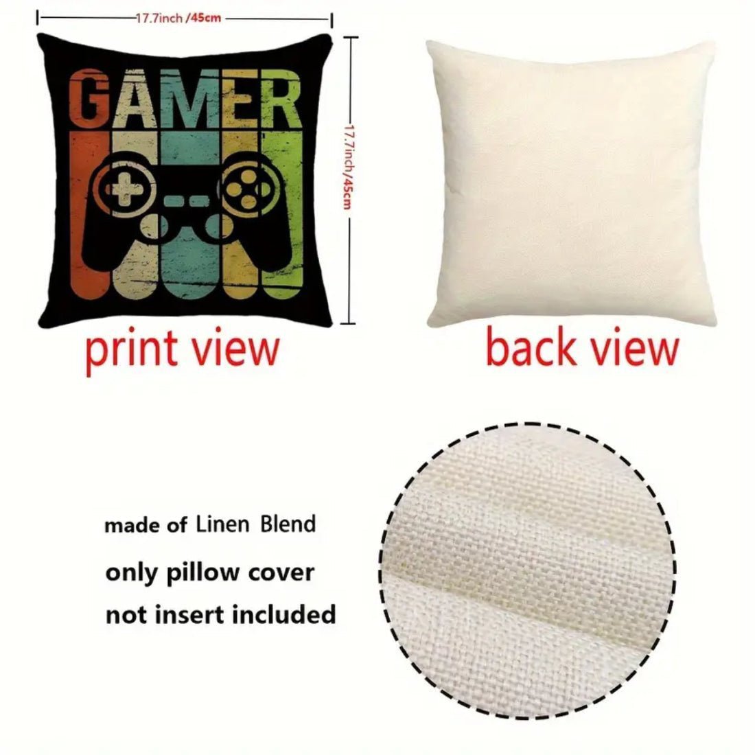 Gamer Game Controller Throw Pillow Cover (45x1x46cm) - Gamer - غلاف وسادة - Store 974 | ستور ٩٧٤