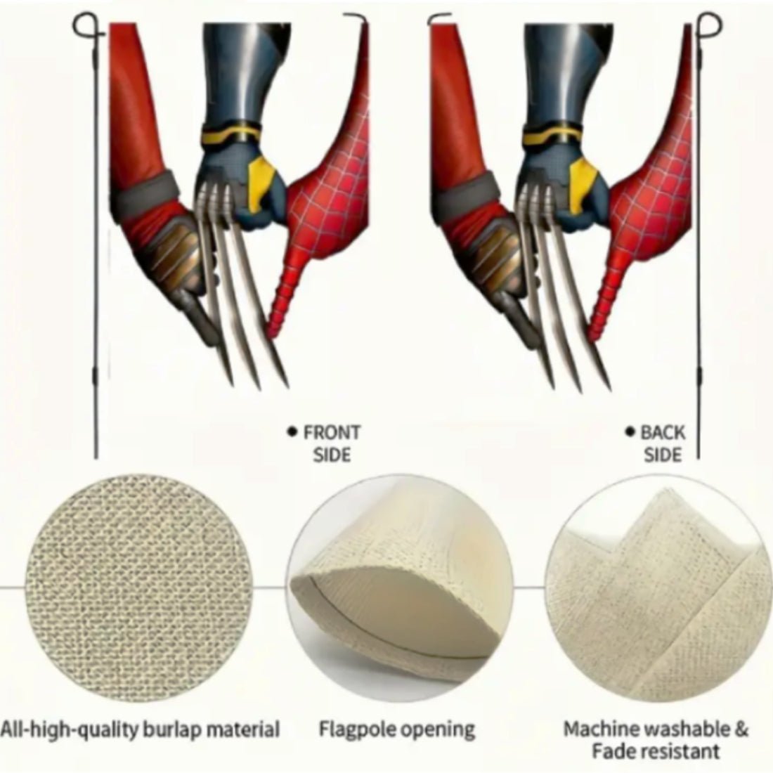 Heroes Deadpool & Wolverine Linen Garden Flag  (30.48x45.72CM) - علم - Store 974 | ستور ٩٧٤