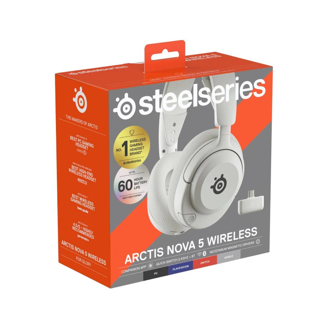 SteelSeries Arctis Nova 5 Wireless Gaming Headset - White - سماعة SteelSeries Arctis Nova 5 Wireless Gaming Headset - White - سماعة