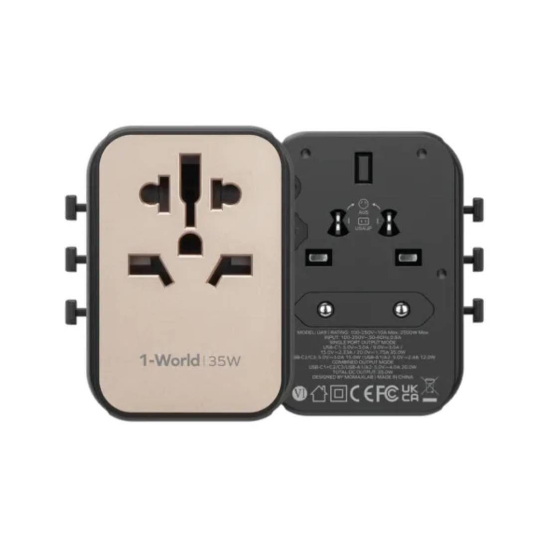 Momax 1World PD35W 5 Ports AC Travel Charger - Titanium - شaحn Momax 1World PD35W 5 Ports AC Travel Charger - Titanium - شaحn