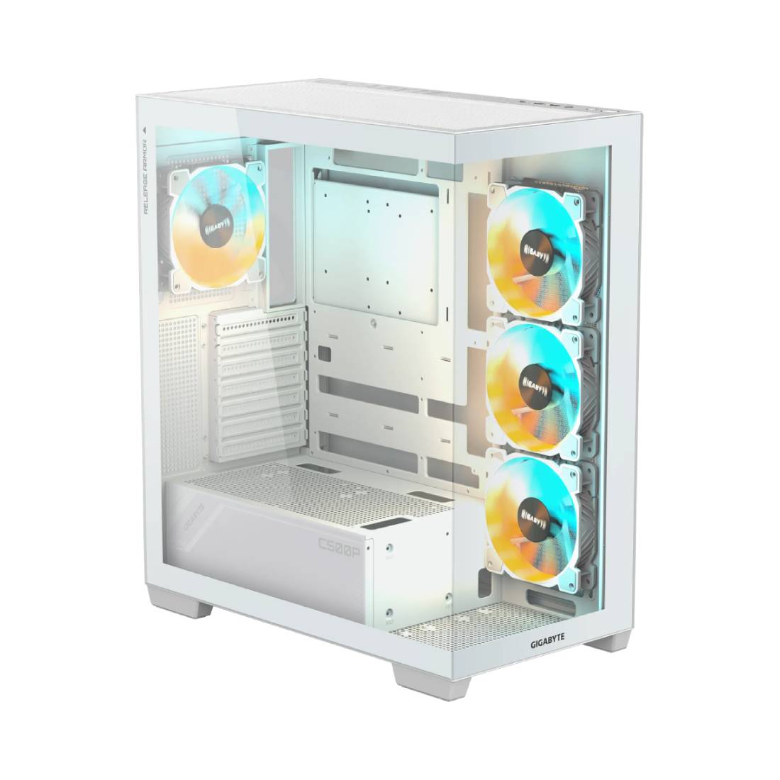 Gigabyte C500 Panoramic Stealth Ice Glass Mid Case - White - صnadoق Gigabyte C500 Panoramic Stealth Ice Glass Mid Case - White - صnadoق