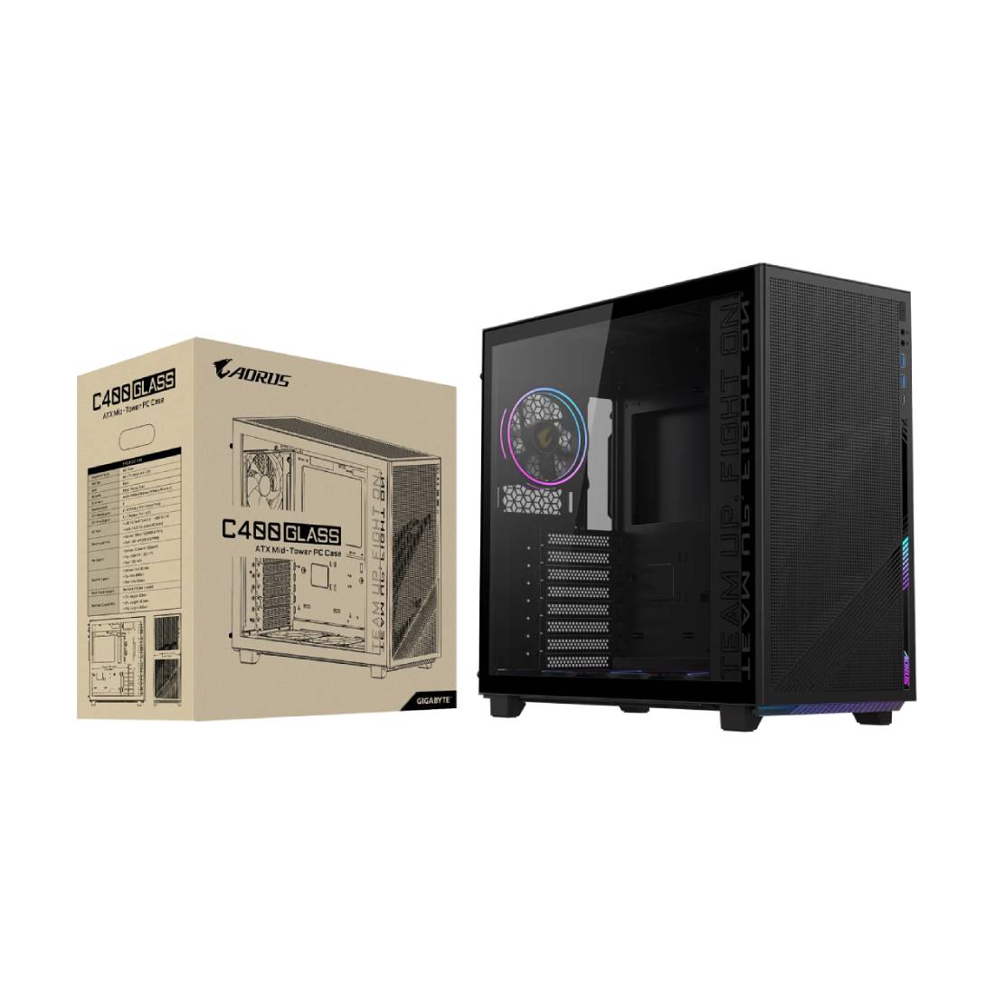 Gigabyte Aorus C400 ATX Glass Mid Case - Black - صnadoق Gigabyte Aorus C400 ATX Glass Mid Case - Black - صnadoق