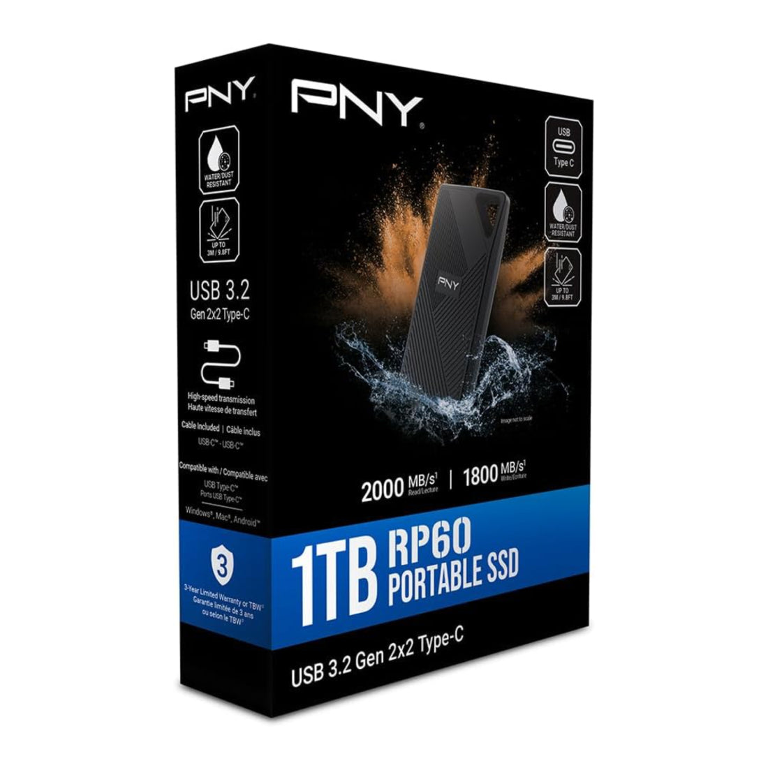 PNY RP60 CS3060 1TB Portable SSD - مساحة تخزين