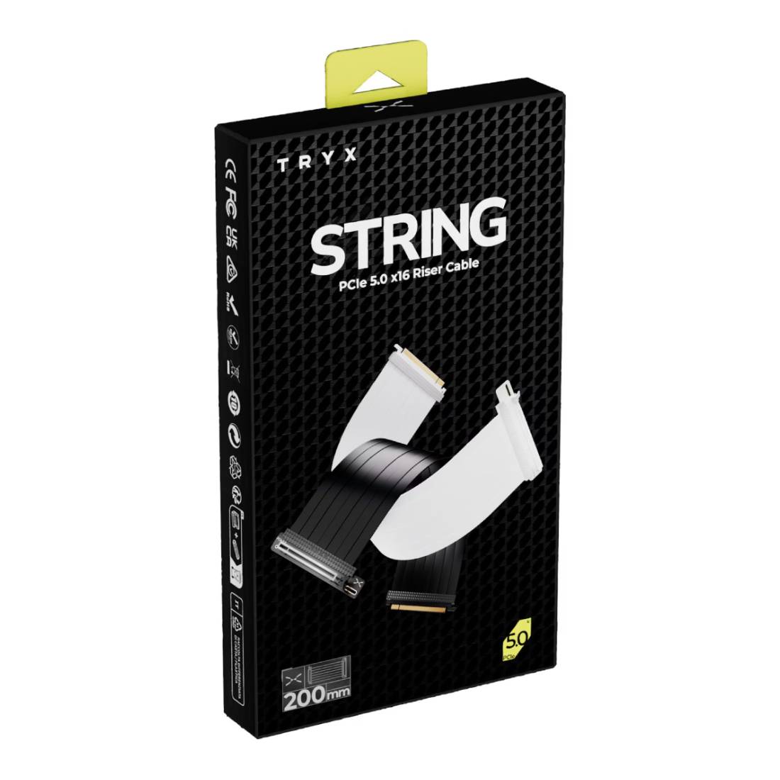 TryX String PCIE 5.0 x 16 Riser Cable 200mm - Black - كابل TryX String PCIE 5.0 x 16 Riser Cable 200mm - Black - كابل