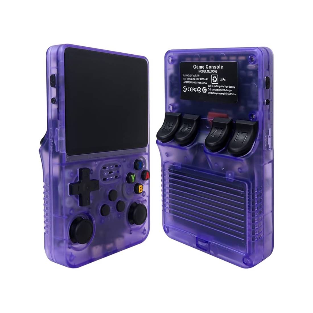 R36S Retro Handheld Video Game Console - Purple - جهاز ألعاب