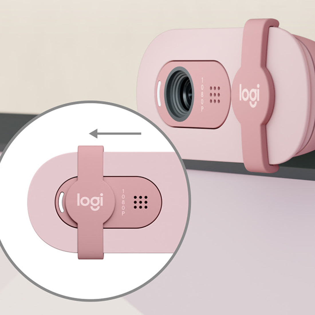Logitech Brio 100 FHD 1080P Webcam - Rose - كاميرا - Store 974 | ستور ٩٧٤