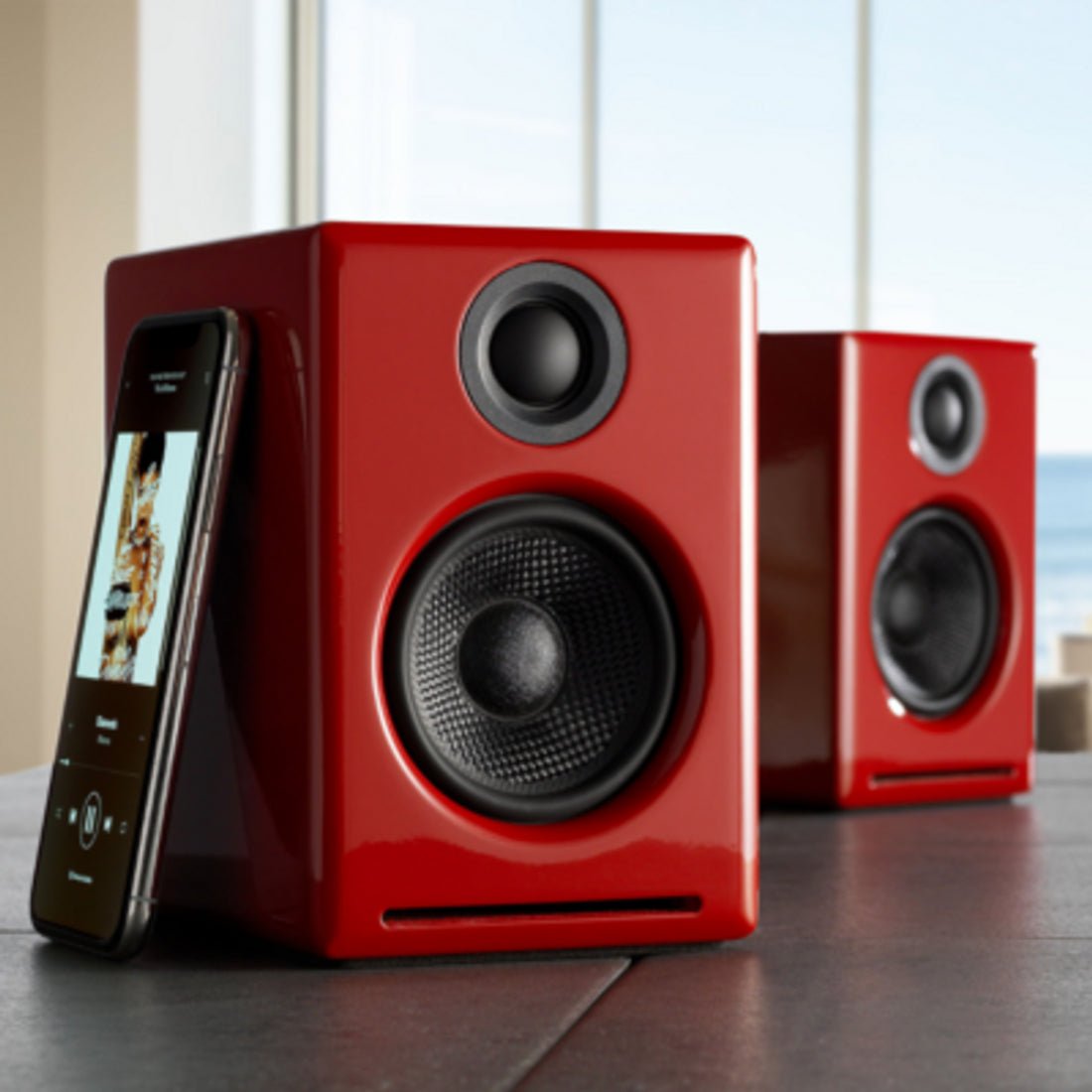 AudioEngine A2+ نظام مكبر صوت بلوتوث اللاسلكي - Red - Mmكber صot AudioEngine A2+ نظام مكبر صوت بلوتوث اللاسلكي - Red - Mmكber صot