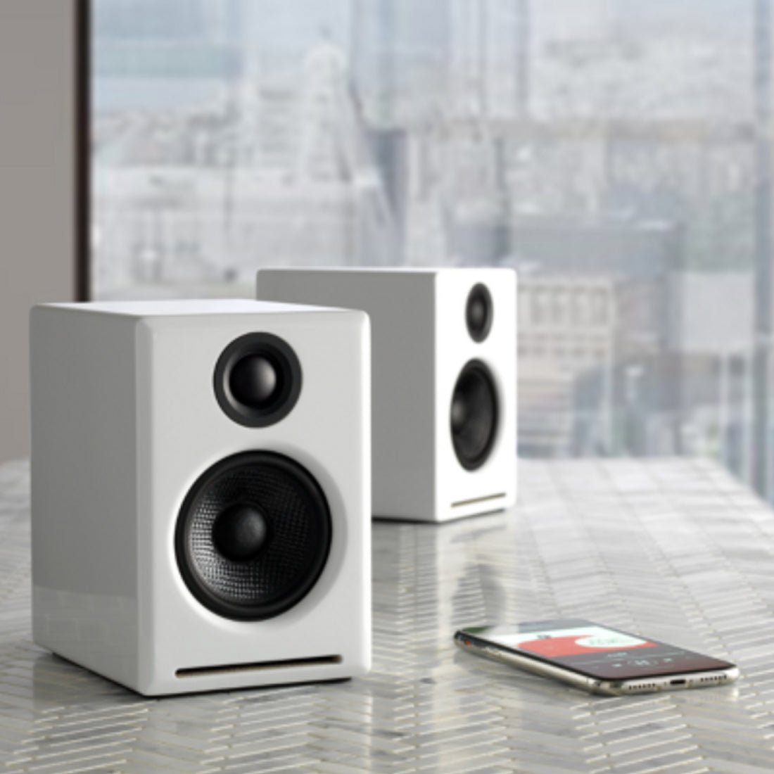 Audioengine A2+ Wireless Bluetooth Speaker System - White - مكبر صوت - Store 974 | ستور ٩٧٤