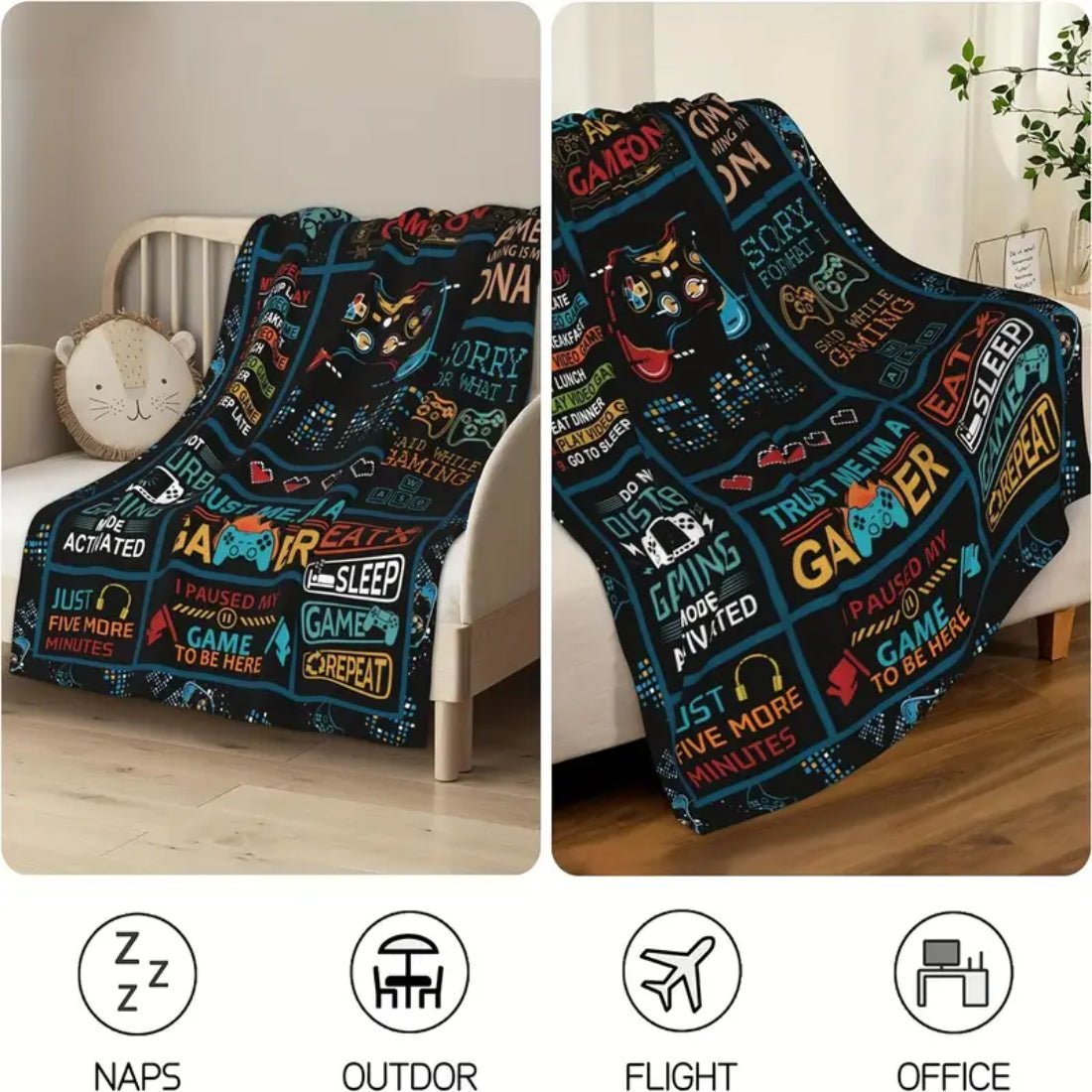 Gamer Blanket Gamepad Flannel Throw (150x1x200cm)  - 1 Pieces - غلاف - Store 974 | ستور ٩٧٤