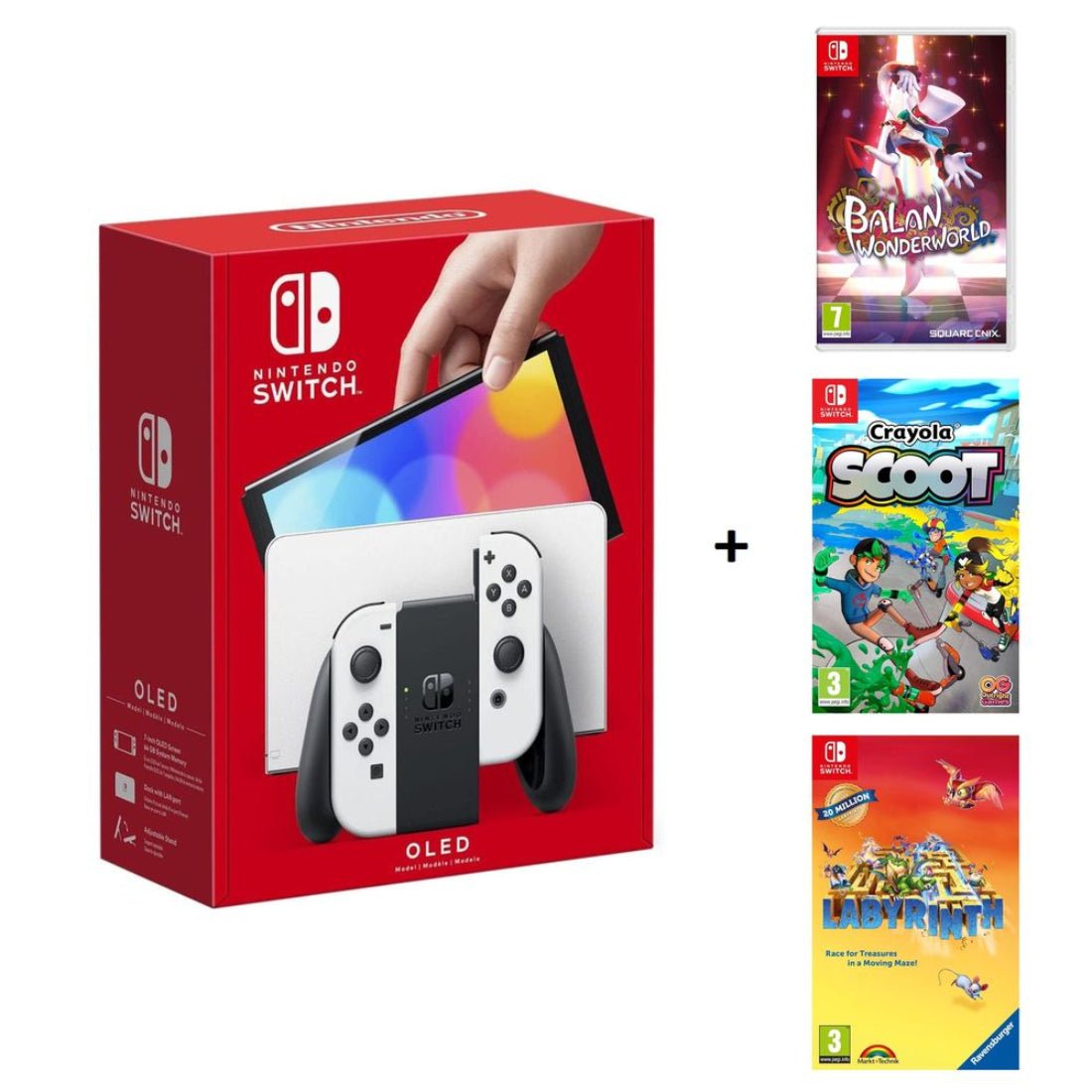 (Pre - owned) Nintendo Switch OLED Console with Games - White - جهاز ألعاب مستعمل - Store 974 | ستور ٩٧٤