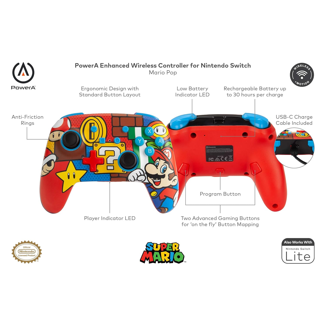 PowerA Advantage wireless controller - Mario & Friends - وحدة تحكم لاسلكية