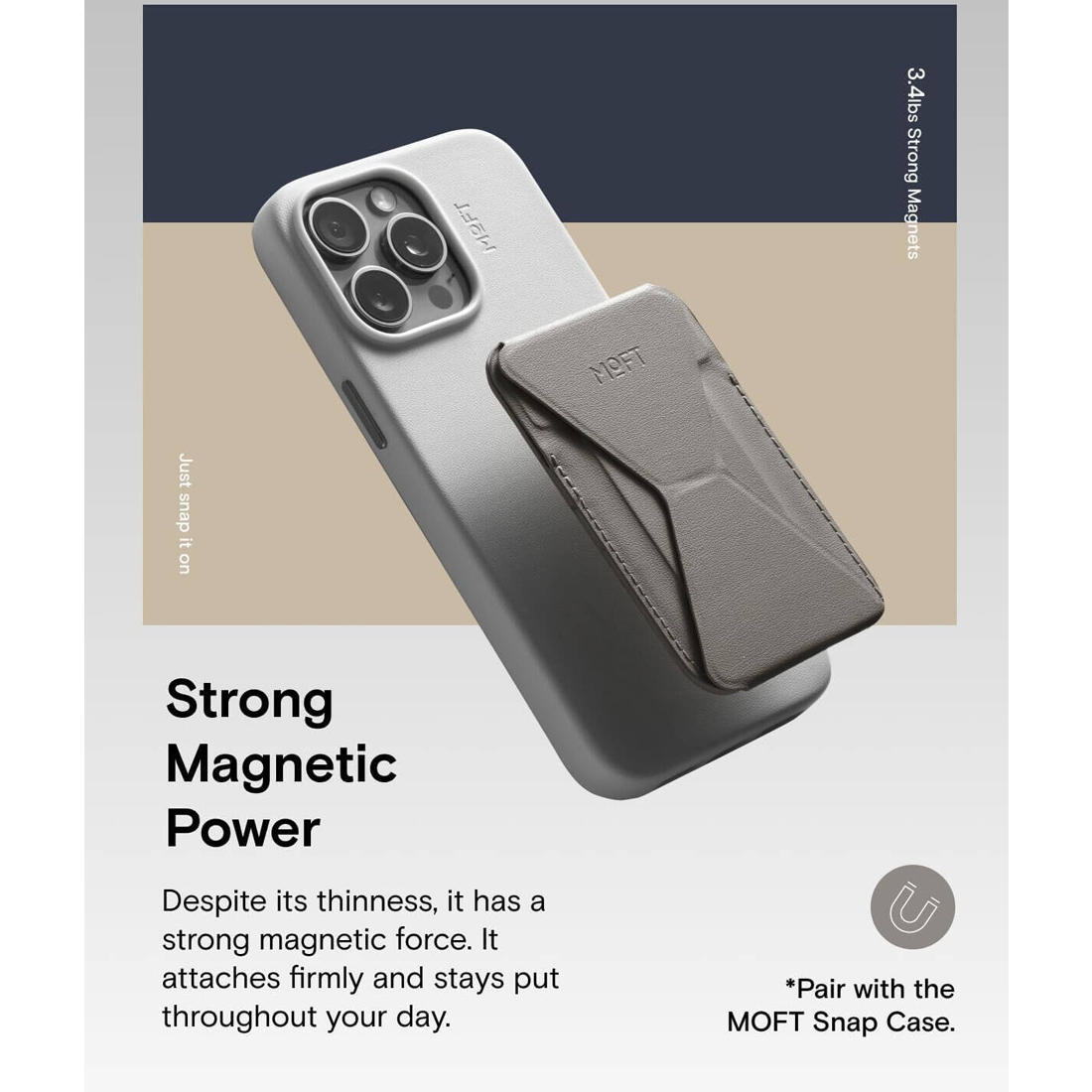 MOFT Snap-On iPhone Stand & Wallet Movas - Taupe - أكسسوارات MOFT Snap-On iPhone Stand & Wallet Movas - Taupe - أكسسوارات