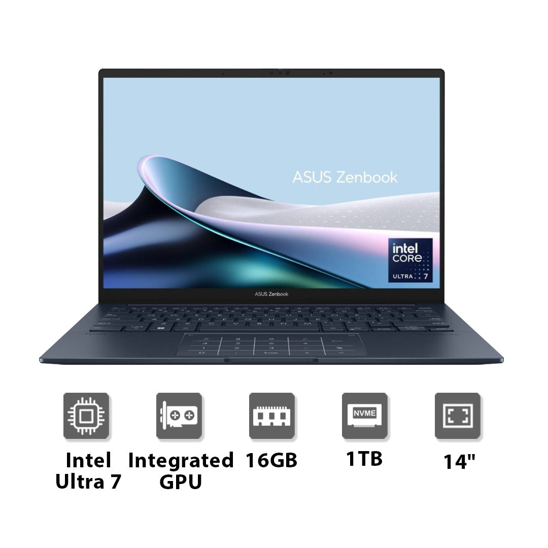 ASUS Zenbook 14 Intel Core Ultra 7 255H Inter ARC Graphics 16GB 1TB Gaming Laptop - حاسوب محمول - Store 974 Electronics WLL  | ستور٩٧٤ للالكترونيات ذ.م.م