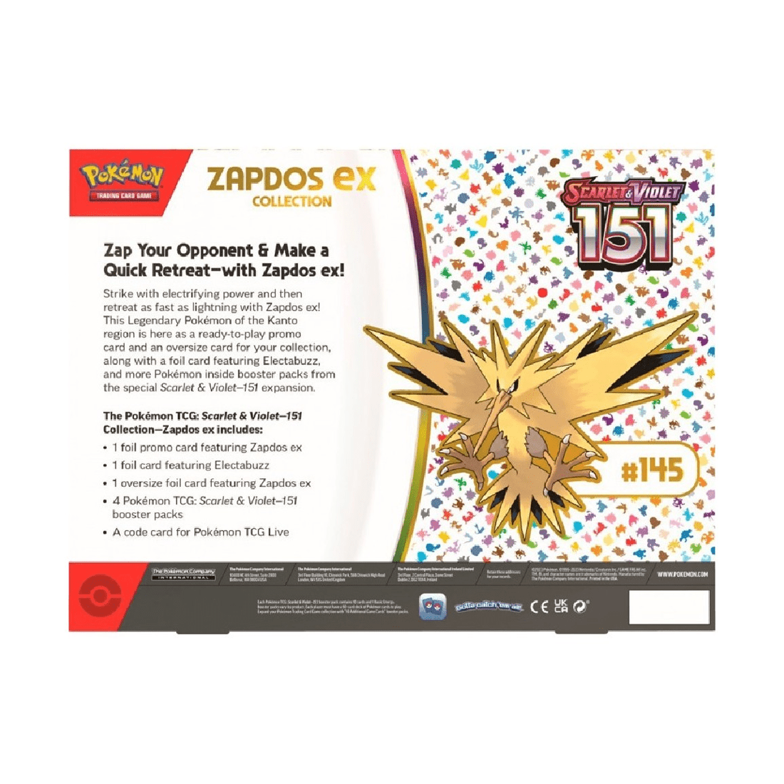 Pokemon TCG: Scarlet & Violet - 151 - (SV3.5) Zapdos ex Collection - بطاقة بوكيمون - Store 974 | ستور ٩٧٤