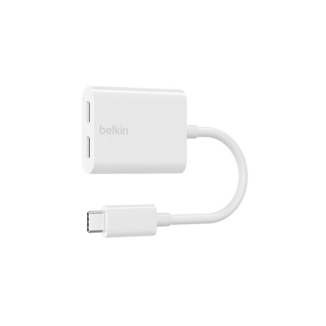 Belkin Usb-c Audio + Usb-c Charge Rockstar Adapter - White - موزع Belkin Usb-c Audio + Usb-c Charge Rockstar Adapter - White - موزع