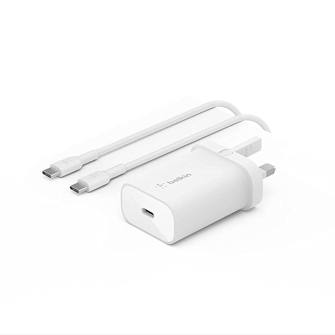 Belkin BoostCharge USB-C 25W Wall Charger and 1M USB-C to USB-C Cable - White - شاحن