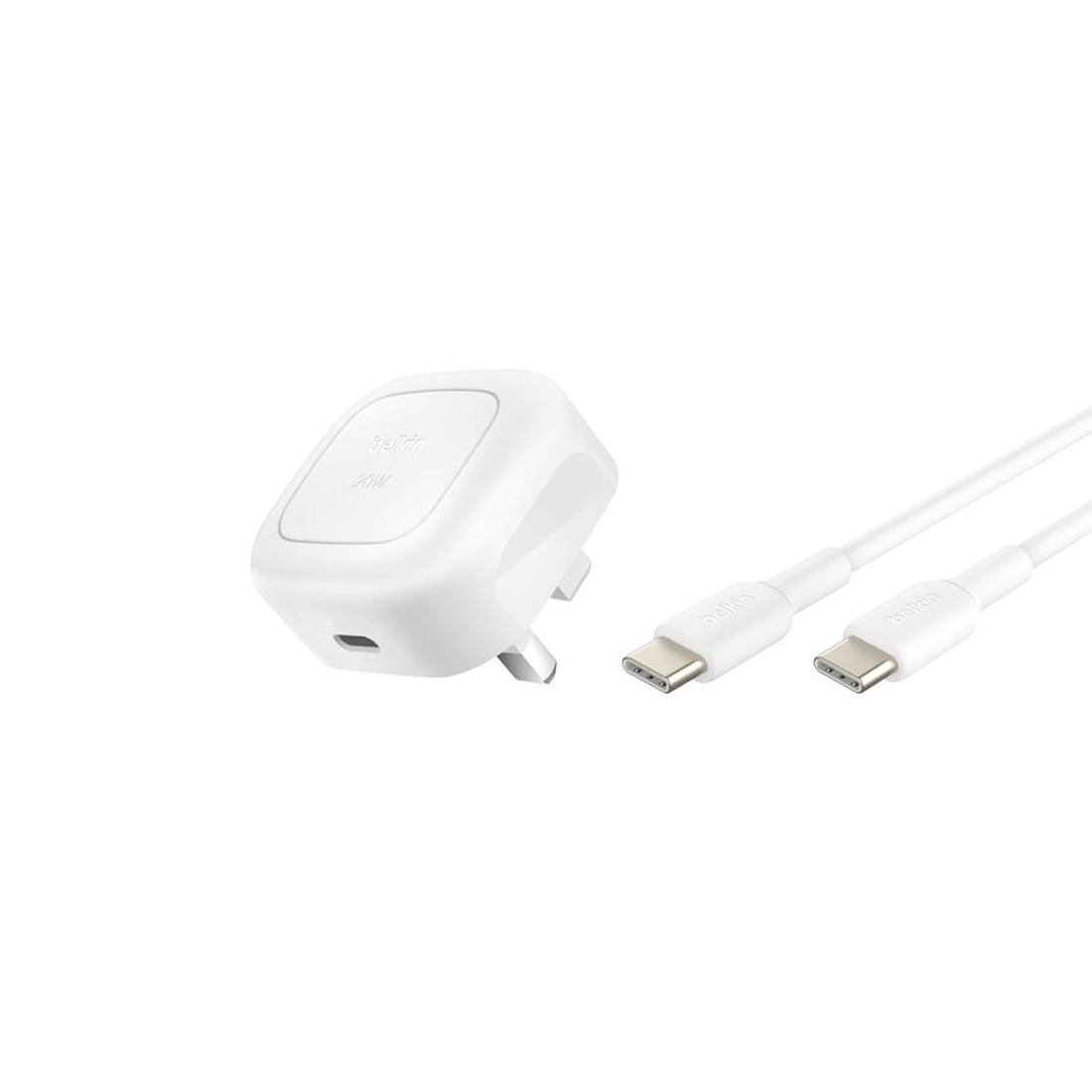 Belkin Compact USB-C Charger 20W + USB-C Cable - White - شاحن