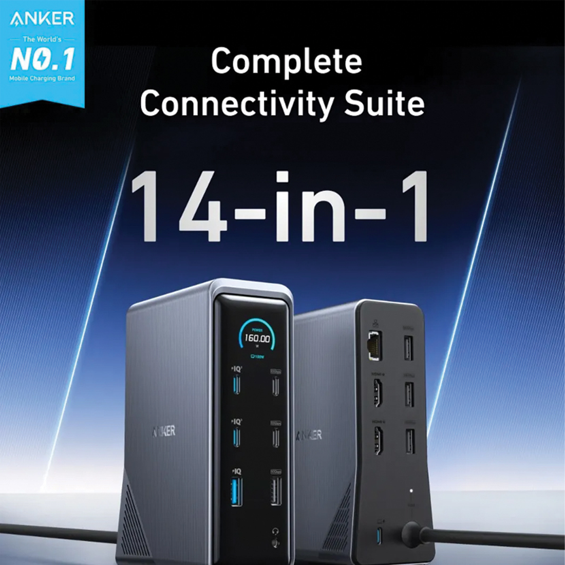 Anker Prime Charging Docking Station (14-in-1, Dual Display, 160W) – Gray – ملحقات Anker Prime Charging Docking Station (14-in-1, Dual Display, 160W) – Gray – ملحقات