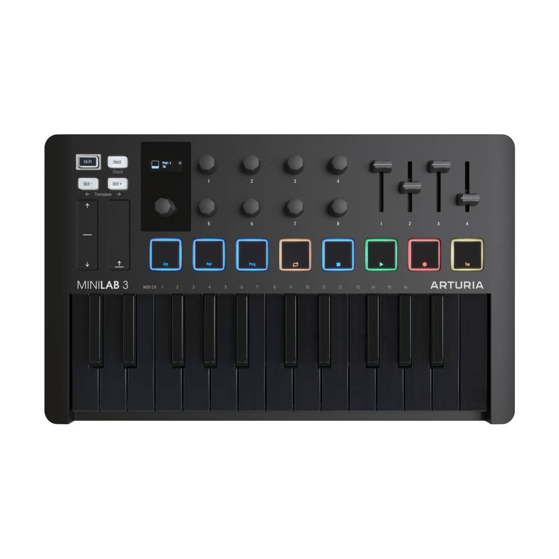 Arturia MiniLab MKIII Midi Keyboard 25 - Deep Black - ميكروفون