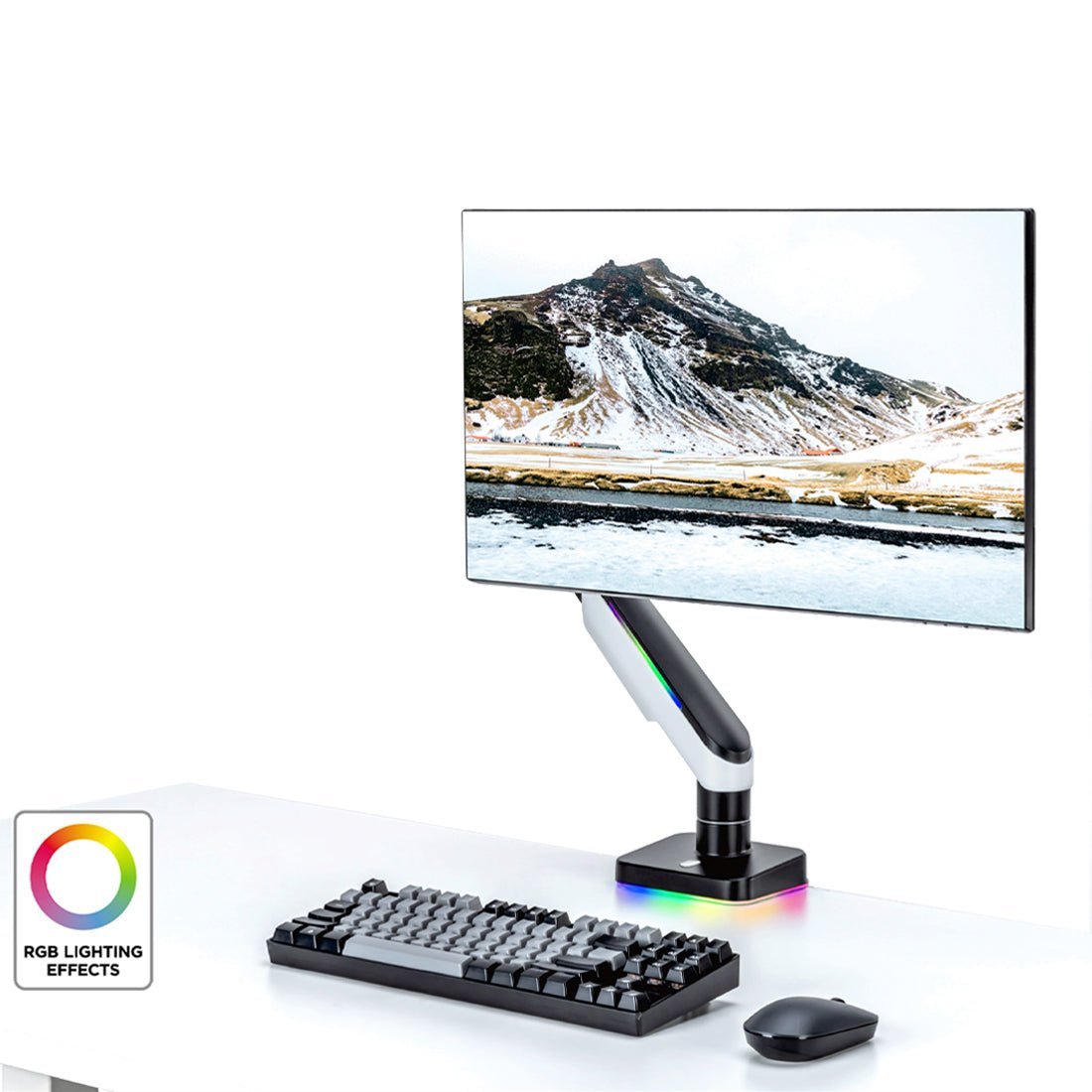 (Pre - Owned) Epic Gamers Elite Single Gas Spring RGB Monitor Arm - White - حامل شاشة مستعمل - Store 974 | ستور ٩٧٤