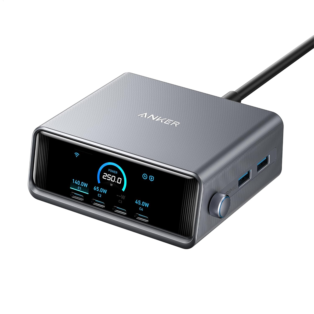 Anker Prime 250W GaN Desktop Charger (6 Ports) – Silver – شاحن