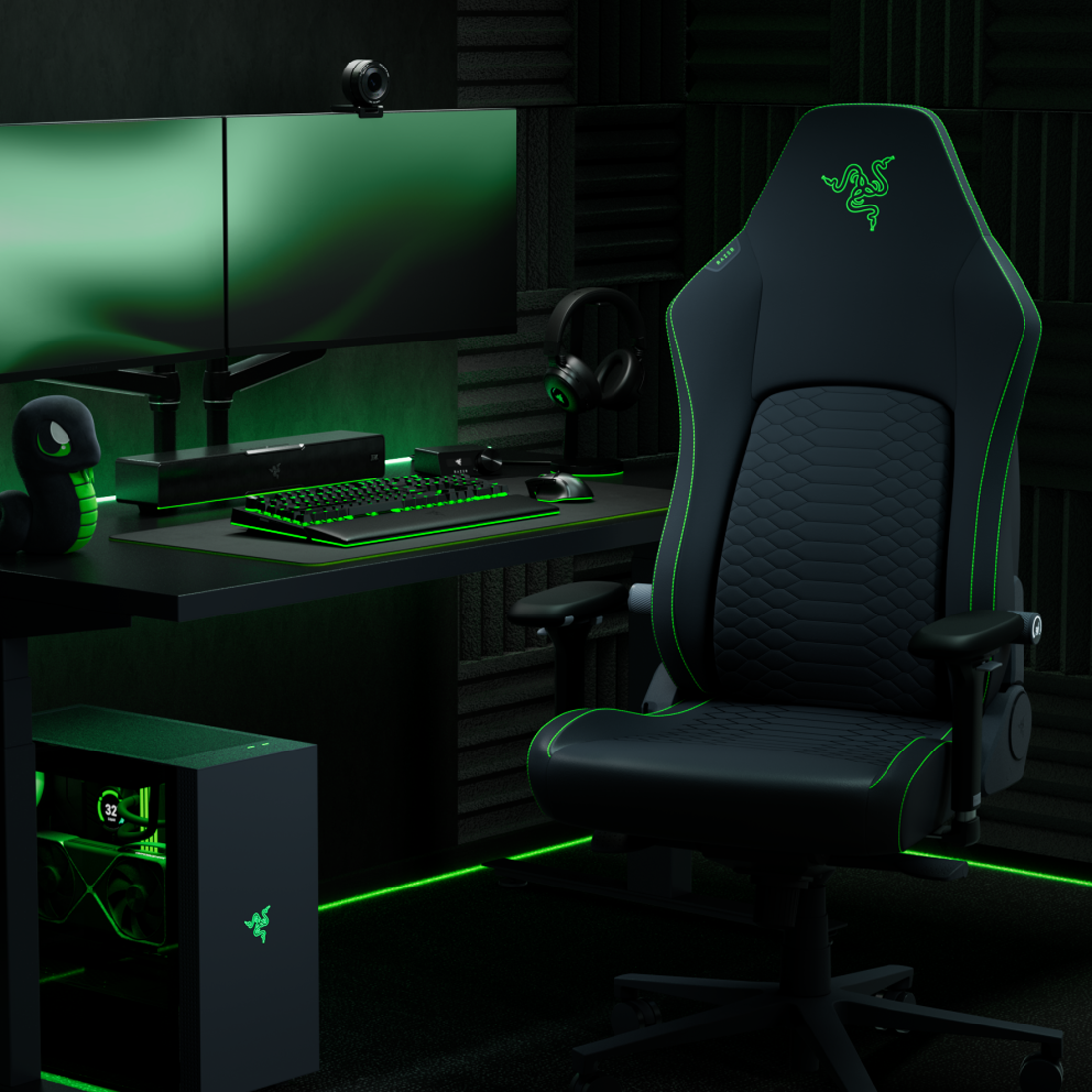 Razer Iskur V2 NewGen Ergonomic Gaming Chair - Black/Green - كرسي Razer Iskur V2 NewGen Ergonomic Gaming Chair - Black/Green - كرسي