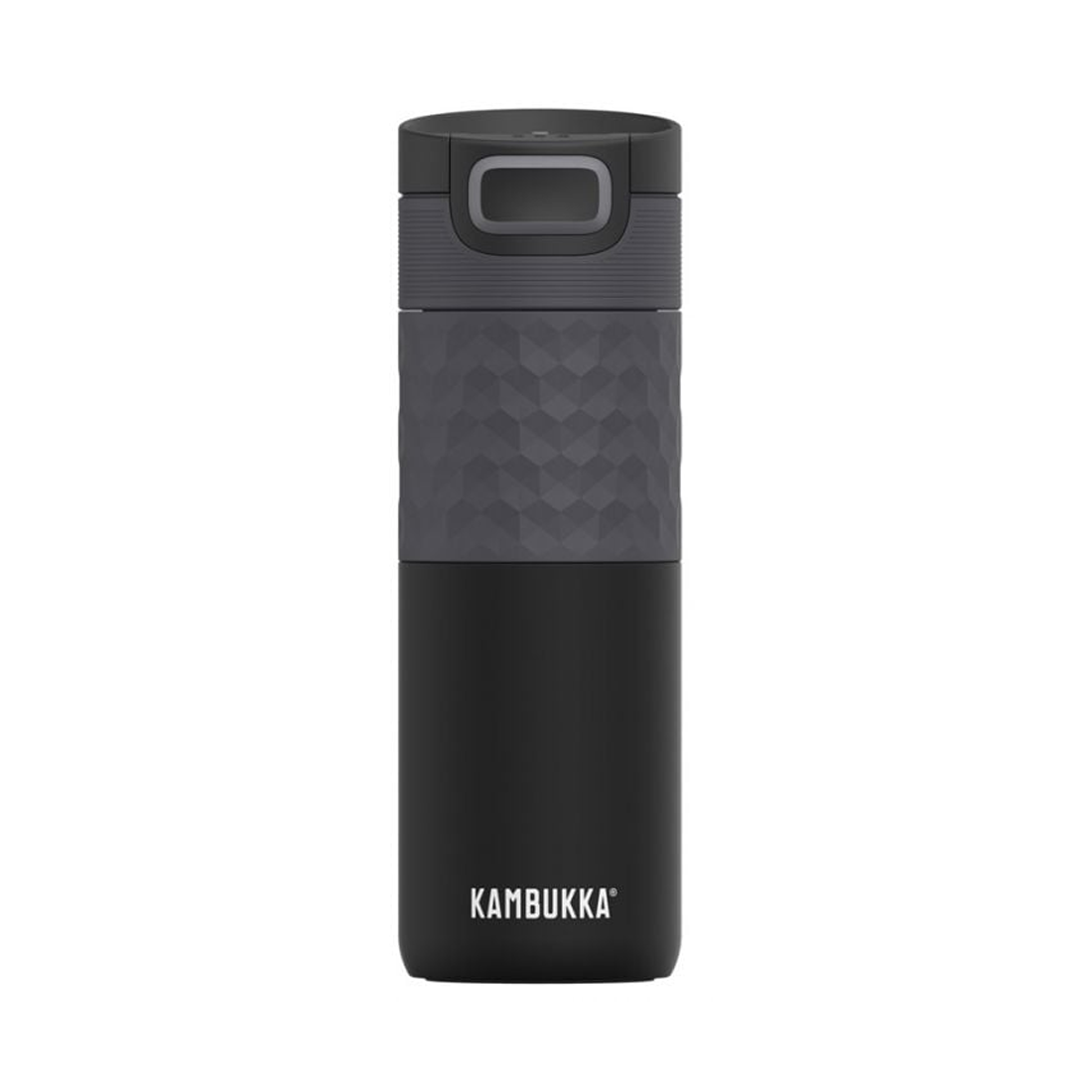 Kambukka Etna Grip Ss Double Wall Vacuum Insulated Tumbler 500 Ml (17oz)-black Steel - قارورة - Store 974 Electronics WLL  | ستور٩٧٤ للالكترونيات ذ.م.م
