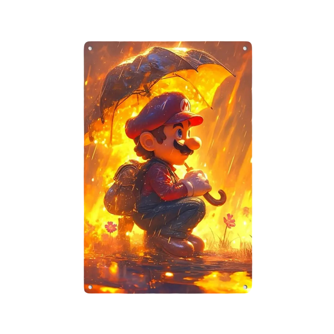 Mario Fire Rain Poster (20 x 30 cm) - ملصق