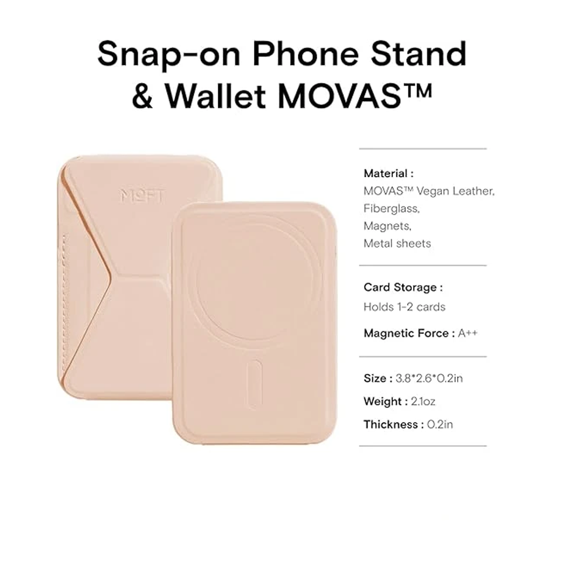 MOFT Snap-On iPhone Stand & Wallet Movas - Peach pink - أكسسوارات - Store 974 Electronics WLL  | ستور٩٧٤ للالكترونيات ذ.م.م