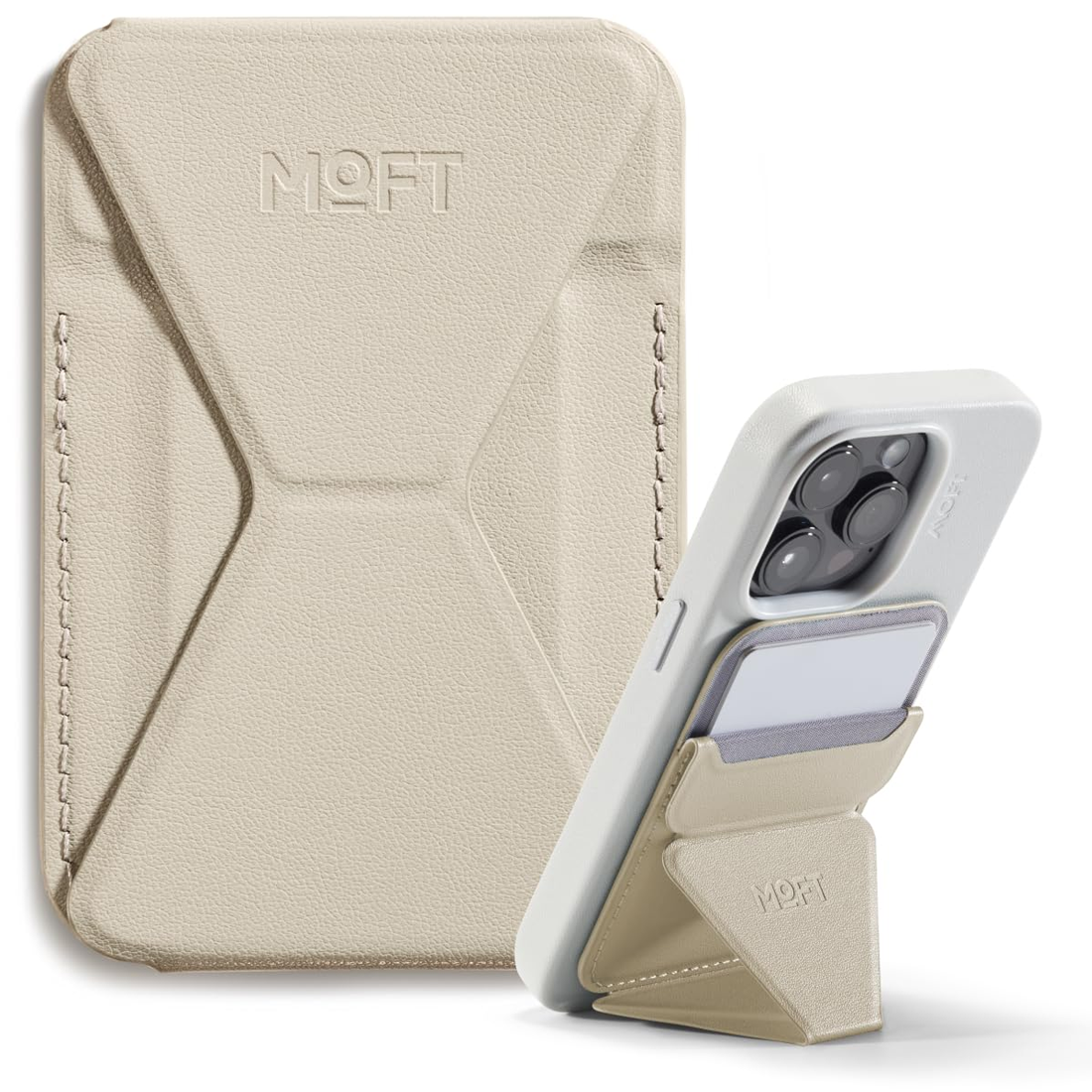 MOFT Snap-On iPhone Stand & Wallet Movas - Beach White - أكسسوارات - Store 974 Electronics WLL  | ستور٩٧٤ للالكترونيات ذ.م.م