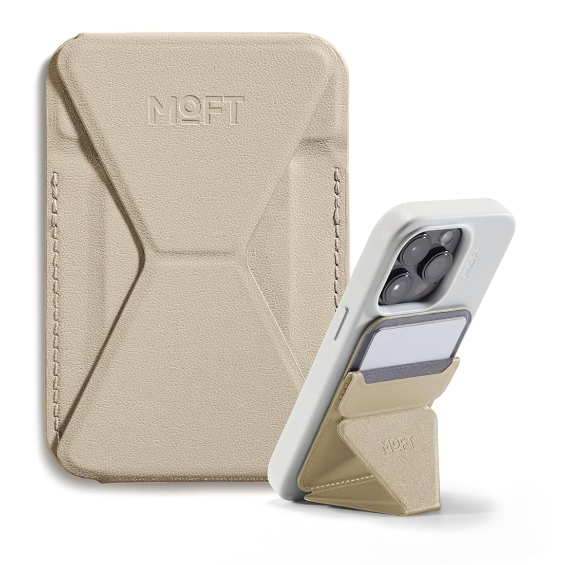 MOFT Snap-On iPhone Stand & Wallet Movas - Earthen Beige - أكسسوارات - Store 974 Electronics WLL  | ستور٩٧٤ للالكترونيات ذ.م.م